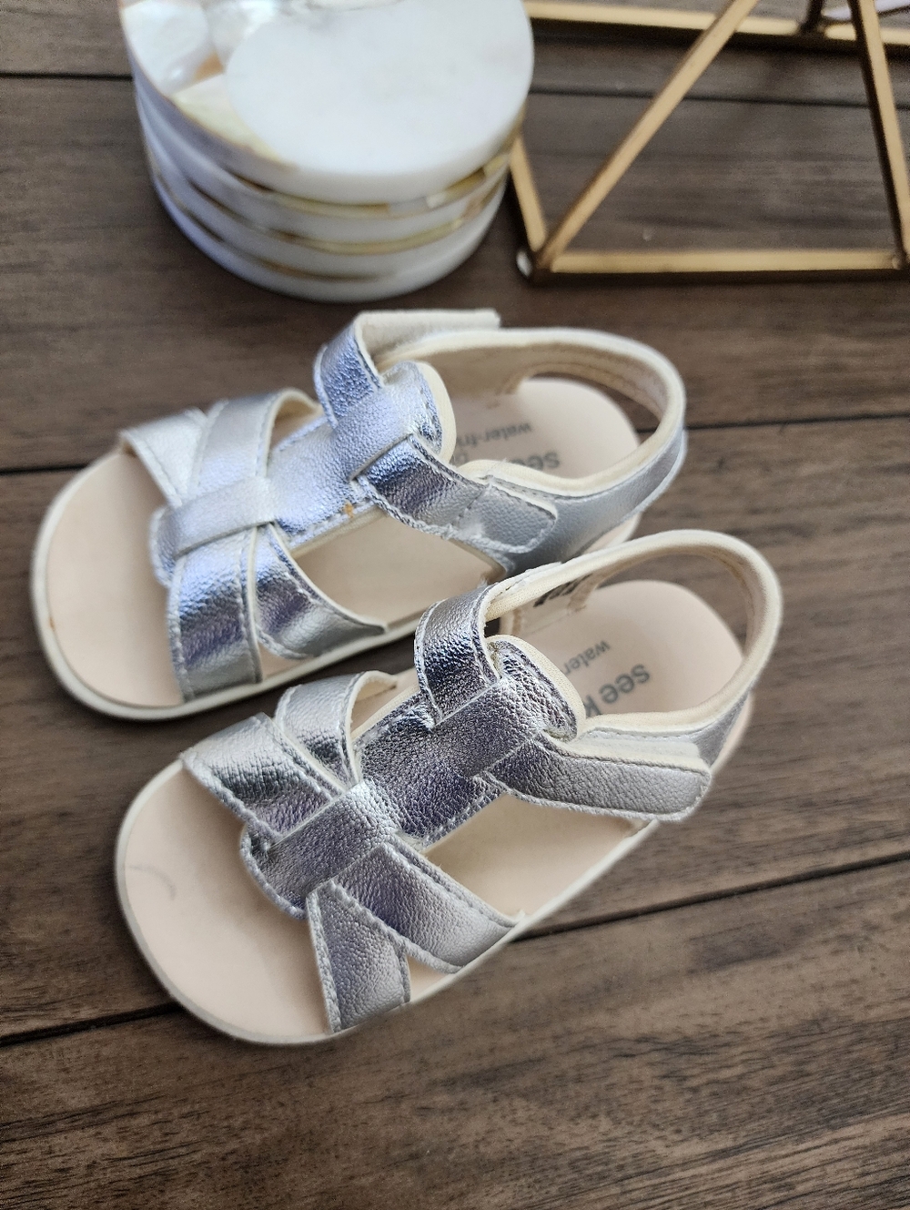 See Kai Run Silver Metallic Strappy Sandals